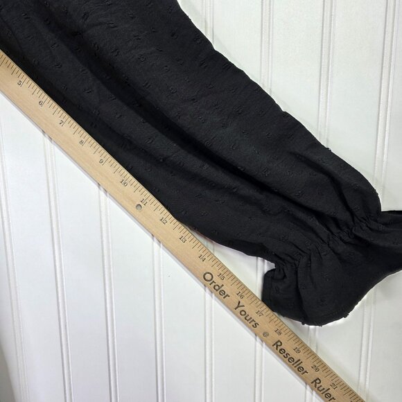 Black Maxi Dress Women L Black Swiss Dot Long Sleeve Ruffle Cottage Prairie NEW - Picture 13 of 14